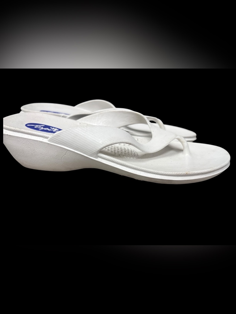 Okabashi Aspire Splash White Flip Flop Sandals Massage Footbed Size M 6.5-7.5